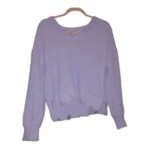 ♥️ No Boundaries Lilac Knittted Long Sleeve Sweater Crop Shirt Size Large